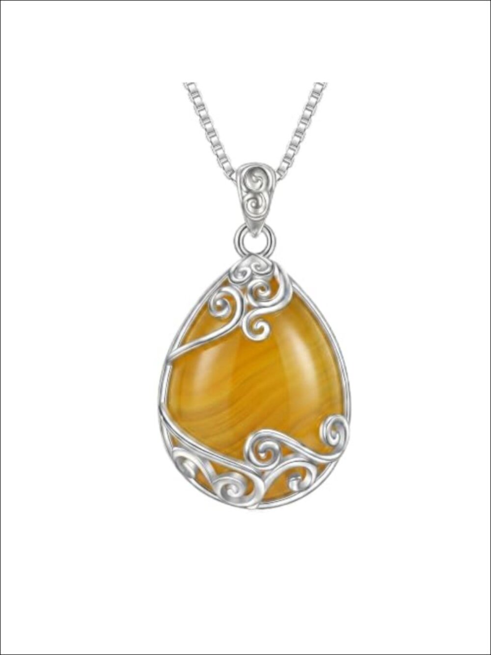 Teardrop Moonstone Pendant Necklace Women Tree of Life Filigree 18k Gold Plated